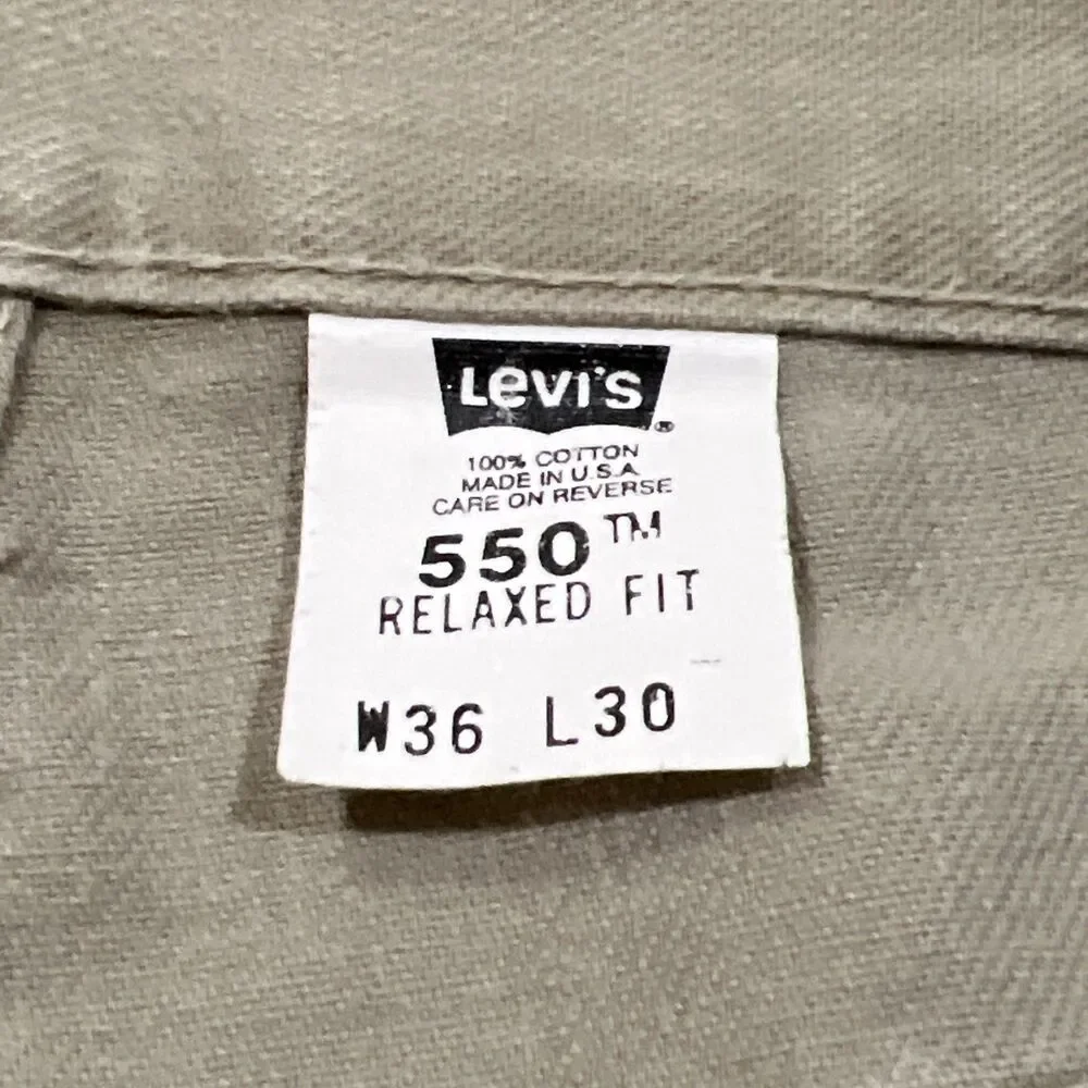 Vintage Y2K 90s Levi’s 550 Relaxed Fit Tan Jeans Men’s Size 36x30 Made In USA